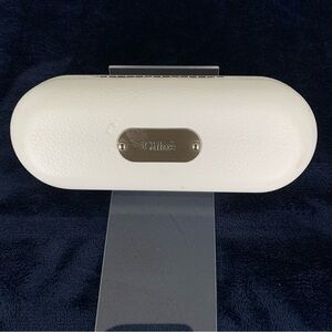 CHLOE Sunglasses Case White Faux Leather Metal Feet On Bottom Logo Plate Luxury